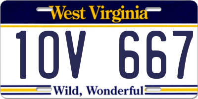 WV license plate 1OV667