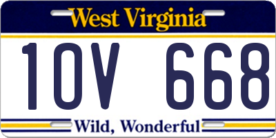 WV license plate 1OV668