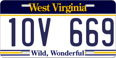 WV license plate 1OV669