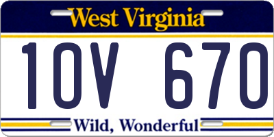 WV license plate 1OV670