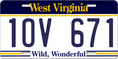 WV license plate 1OV671