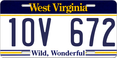 WV license plate 1OV672