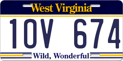 WV license plate 1OV674