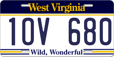 WV license plate 1OV680