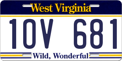 WV license plate 1OV681