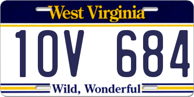 WV license plate 1OV684
