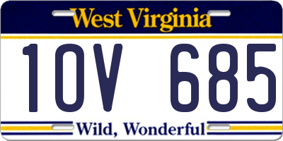 WV license plate 1OV685