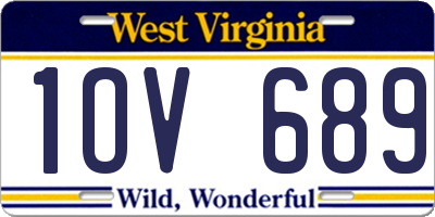 WV license plate 1OV689