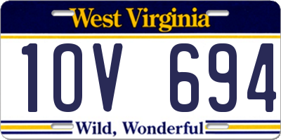 WV license plate 1OV694