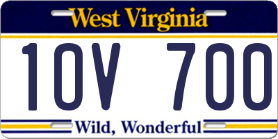 WV license plate 1OV700