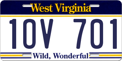 WV license plate 1OV701