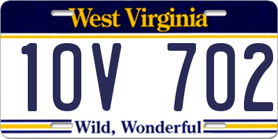 WV license plate 1OV702