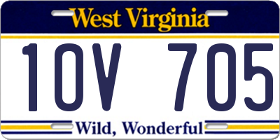 WV license plate 1OV705