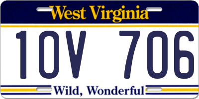 WV license plate 1OV706