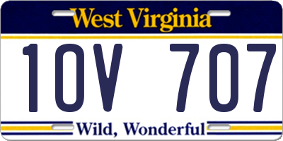 WV license plate 1OV707