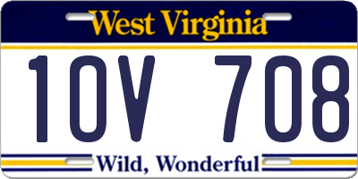 WV license plate 1OV708