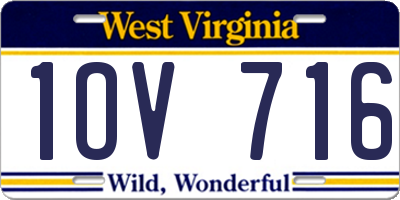 WV license plate 1OV716