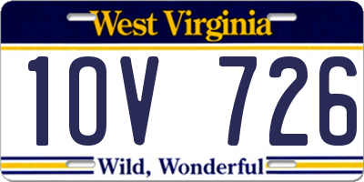 WV license plate 1OV726
