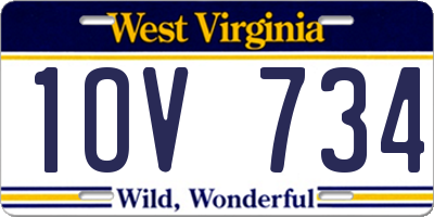 WV license plate 1OV734