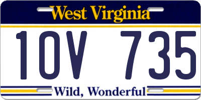 WV license plate 1OV735