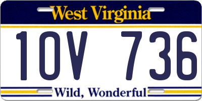 WV license plate 1OV736