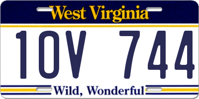 WV license plate 1OV744