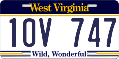 WV license plate 1OV747