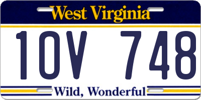WV license plate 1OV748