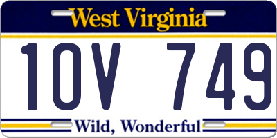 WV license plate 1OV749
