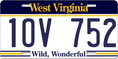 WV license plate 1OV752