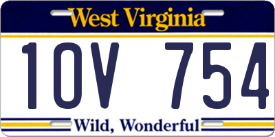 WV license plate 1OV754