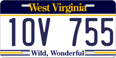WV license plate 1OV755