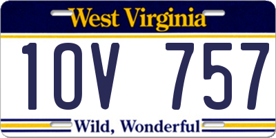 WV license plate 1OV757