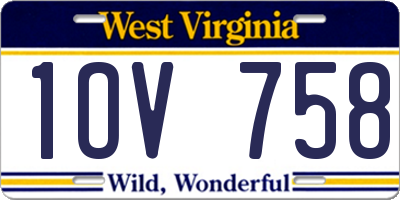 WV license plate 1OV758