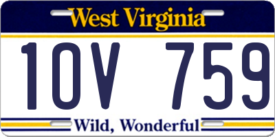 WV license plate 1OV759