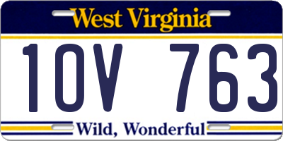 WV license plate 1OV763