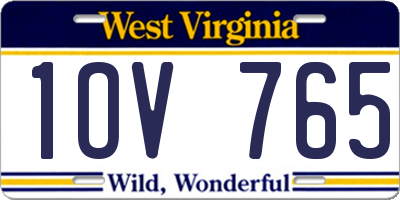 WV license plate 1OV765