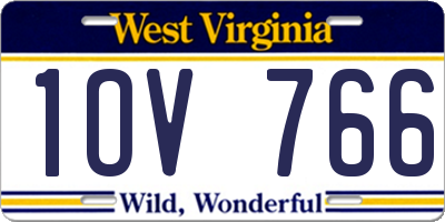 WV license plate 1OV766