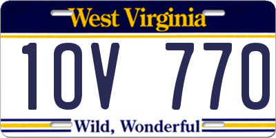 WV license plate 1OV770
