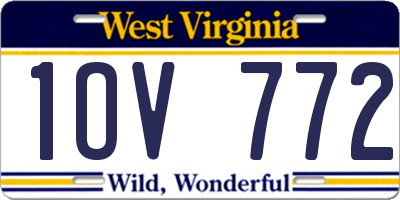 WV license plate 1OV772
