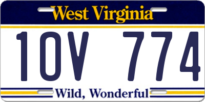 WV license plate 1OV774