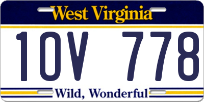 WV license plate 1OV778