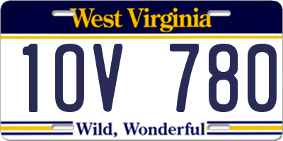 WV license plate 1OV780