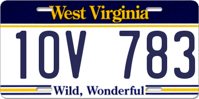 WV license plate 1OV783