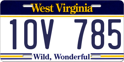 WV license plate 1OV785