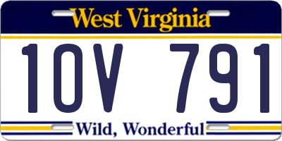 WV license plate 1OV791