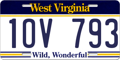 WV license plate 1OV793