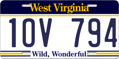 WV license plate 1OV794