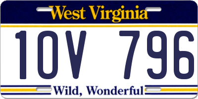 WV license plate 1OV796