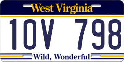 WV license plate 1OV798